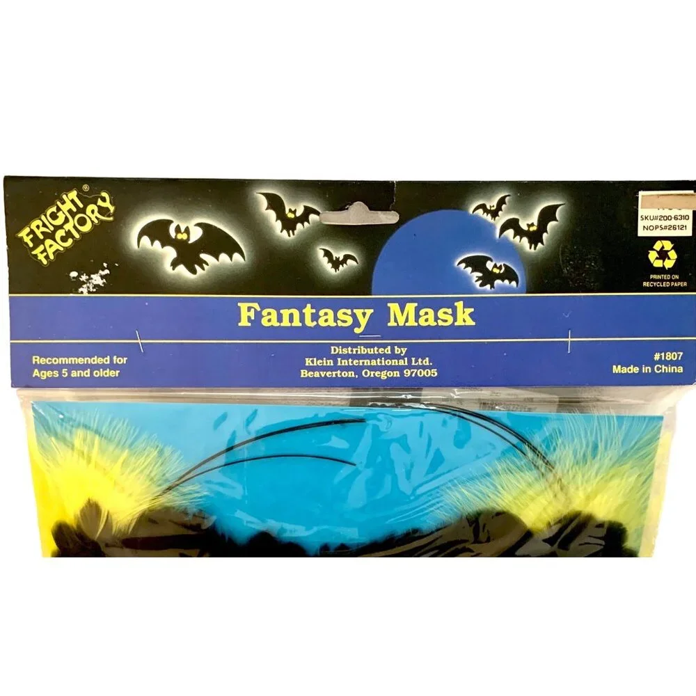 Fright Factory Fantasy Mask With Feathers Sequins Adult Masquerade Cosplay